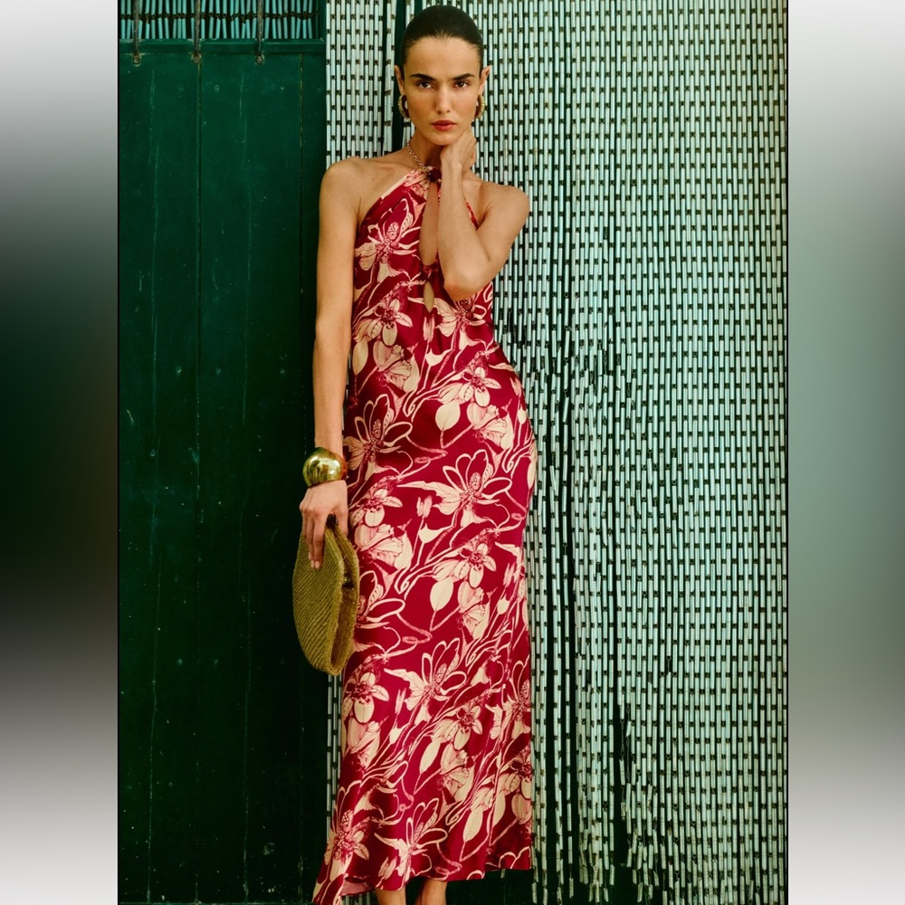 Reformation Yesenia Silk Dress Las Dalias - Size S